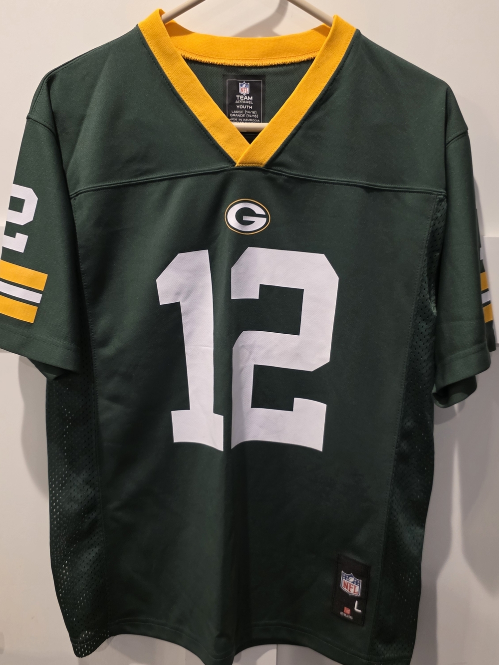 Green Bay Packers Jersey NFL Aaron Rogers #12 Large Youth Boys